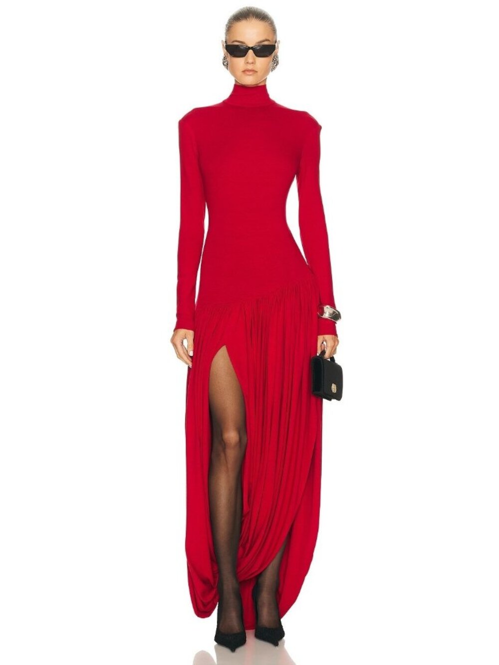Magda Butrym Long Sleeve Dress in Red